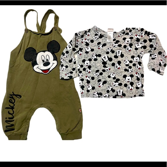 Disney Other - Disney Baby Boy 18 months 2 PC Set (Overalls & Shirt) Mickey Mouse